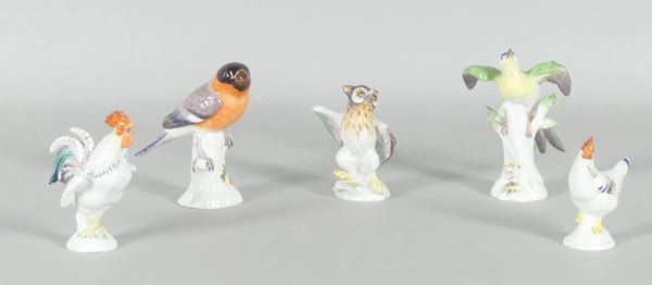 Cinque piccole statuine in porcellana Meissen