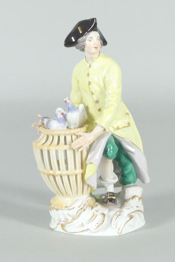 Piccola scultura &quot;Venditore di polli&quot; in porcellana Meissen 