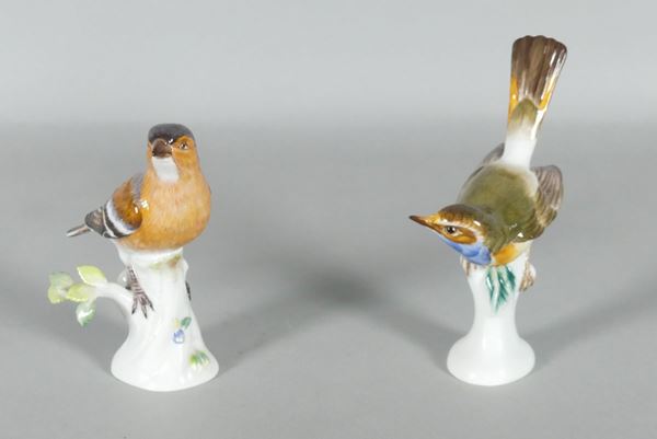 Two small &quot;Birds&quot; sculptures in Meissen porcelain
