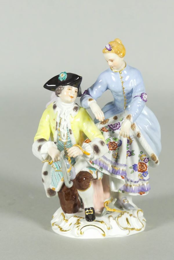Small group &quot;The Skater&quot; in Meissen porcelain