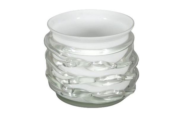 Cachepot in crystal and Murano blown glass
