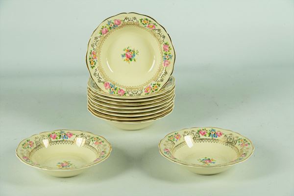 Eleven porcelain ice cream cups