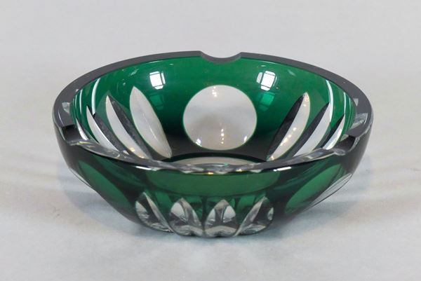 Green Bohemian crystal ashtray