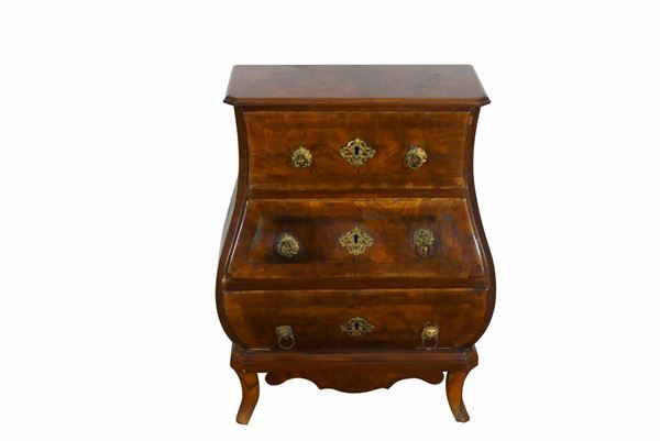 Rounded bedside table in walnut
