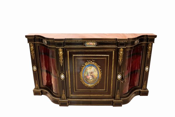 French Serpentine Napoleon III servant in mahogany