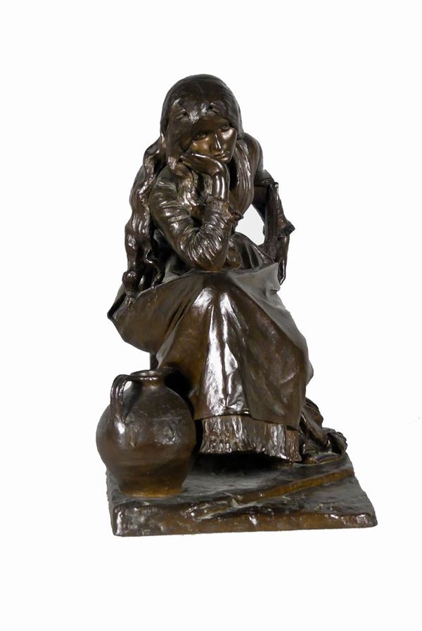 Giovanni Battista Amendola - Bronze sculpture &quot;Dominant thought&quot;. Signed.