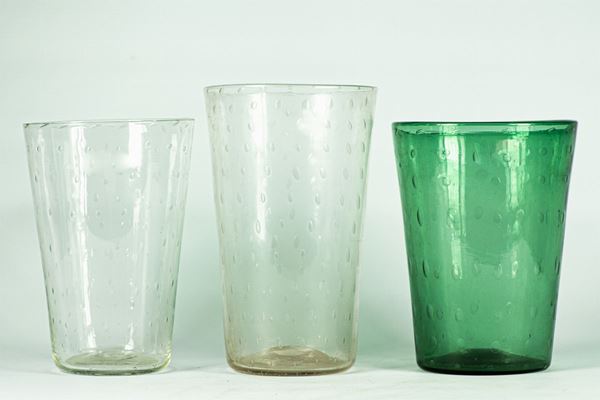 Tre Vasi in vetro soffiato di Murano