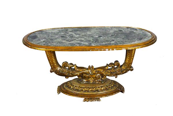 French living room table in gilded and carved wood