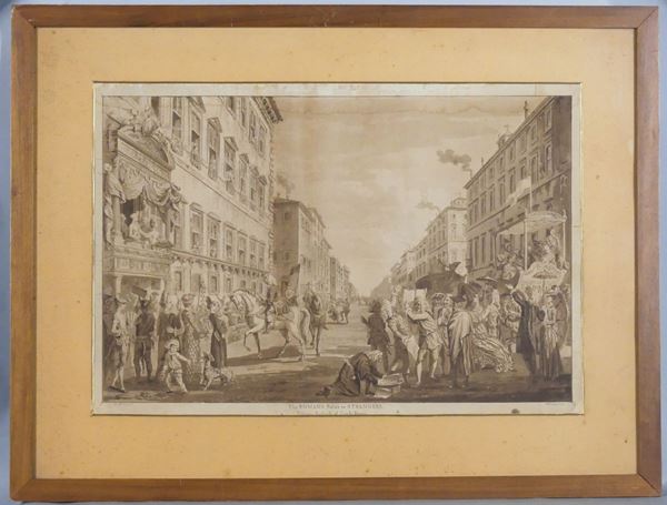 Incisione &quot;Il Carnevale in via del Corso a Roma&quot;