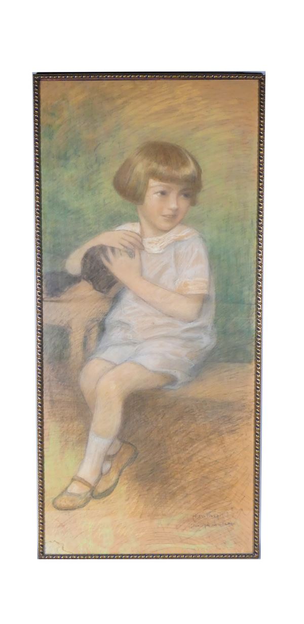 Alessandro Viazzi - &quot;Little girl with a little dog&quot;, study for a portrait