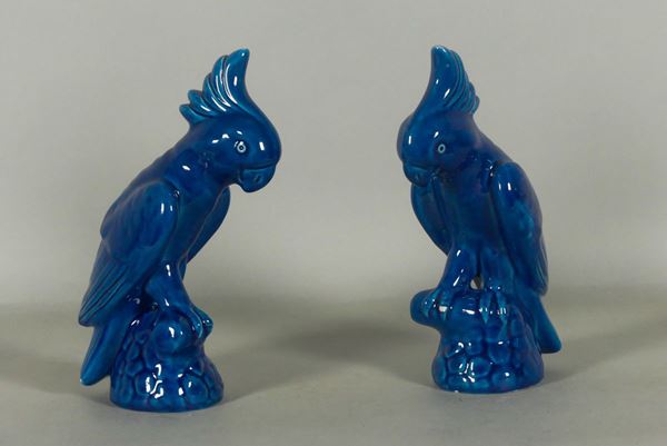 Coppia di piccole Sculture &quot;Pappagalli&quot;