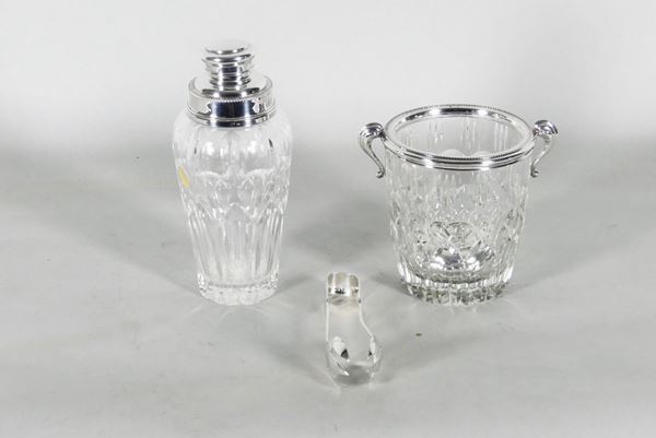 Secchiello portaghiaccio e Shaker in cristallo Boemia e argento
