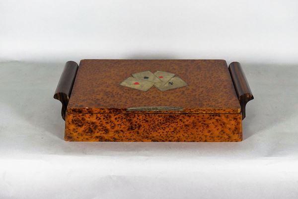 Scatola da gioco in radica di tuja (mancante di 1 pedone)