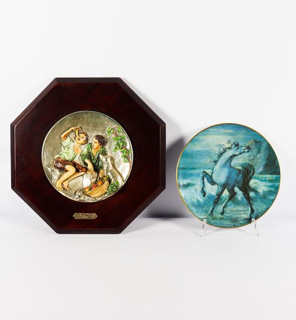 Two wall plates &quot;I Monelli&quot; and &quot;Horse with cliff&quot;