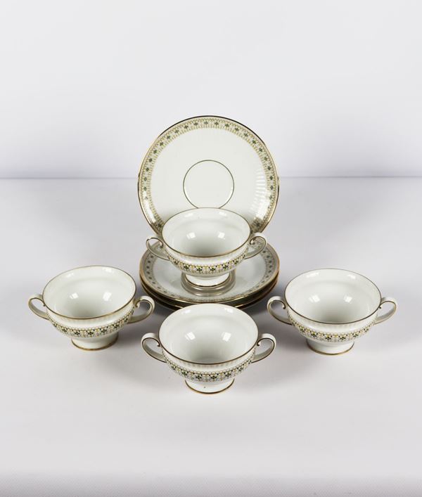 Bavaria porcelain lot of four broth cups with saucers