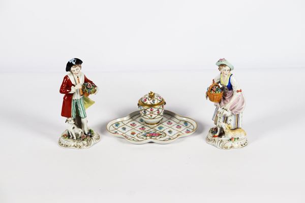 Polychrome porcelain lot (3 pcs)