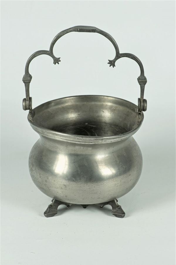 Pewter bucket with handle