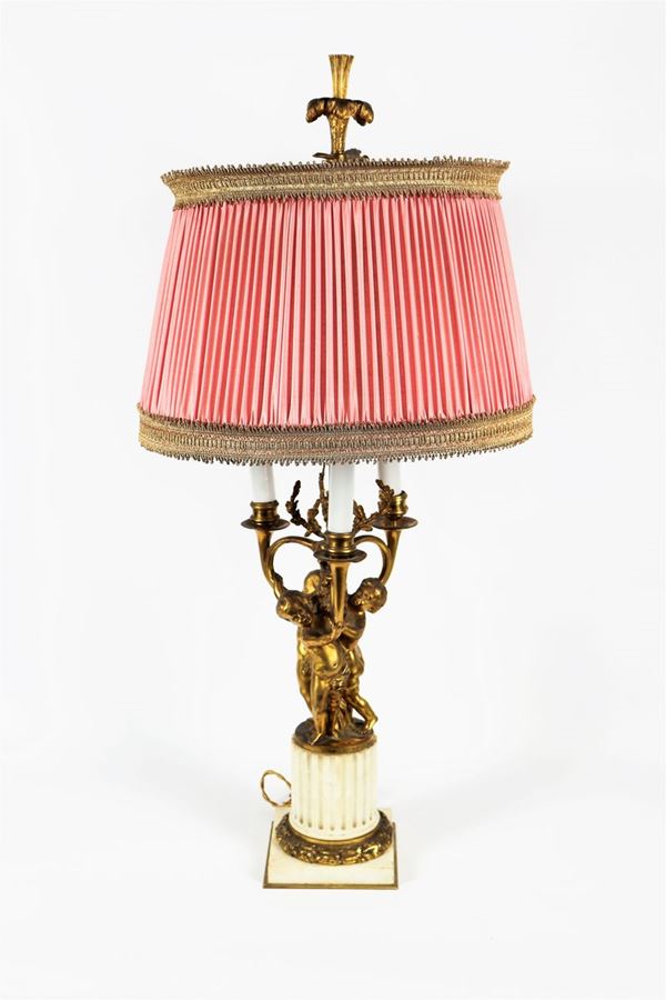 French candelabra of Louis XVI line in gilded bronze