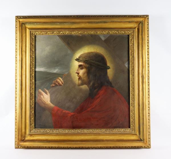 Luigi Fabron - &quot;Christ carrying the cross&quot;. Signed.