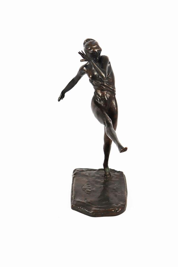 Bronze sculpture &quot;Young athlete&quot;. Signed.