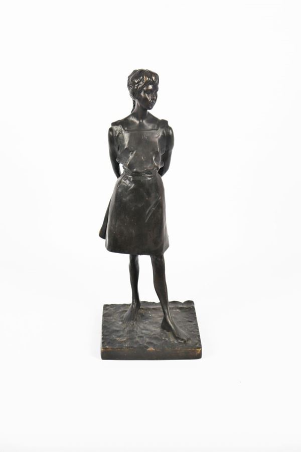 Bronze sculpture &quot;Young girl&quot;. Signed.