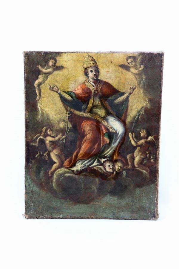 Scuola Italiana Inizio XVIII Secolo - &quot;Holy in Glory with little angels&quot;