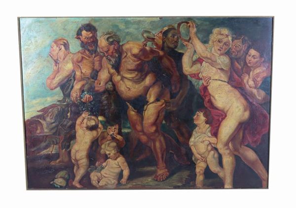 Scuola Italiana Inizio XX Secolo - &quot;Baccanale&quot; painted in oil on plywood