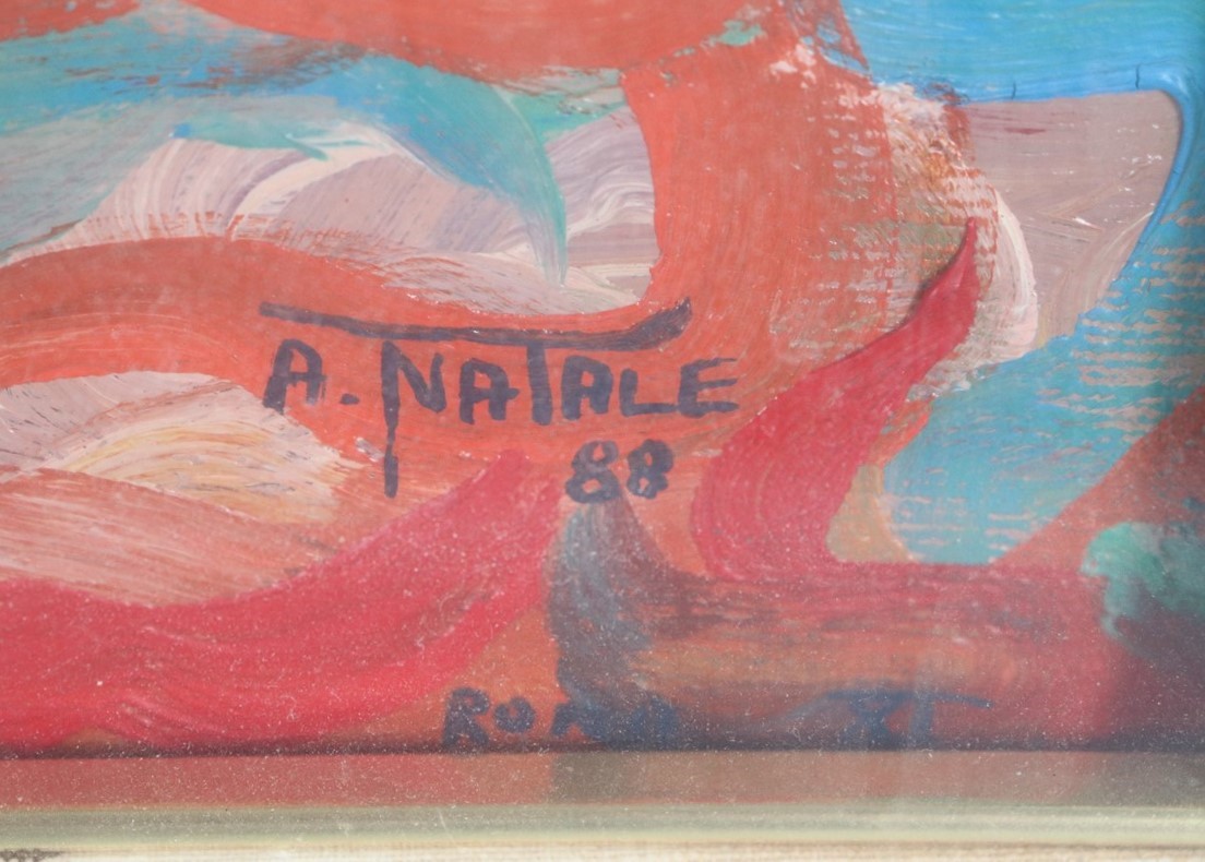 "Centauri". Firmato e datato 1988, dipinto ad olio su tela