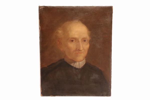 Scuola Francese Fine XVIII Secolo - &quot;Ritratto di prelato&quot; piccolo dipinto ad olio su tela