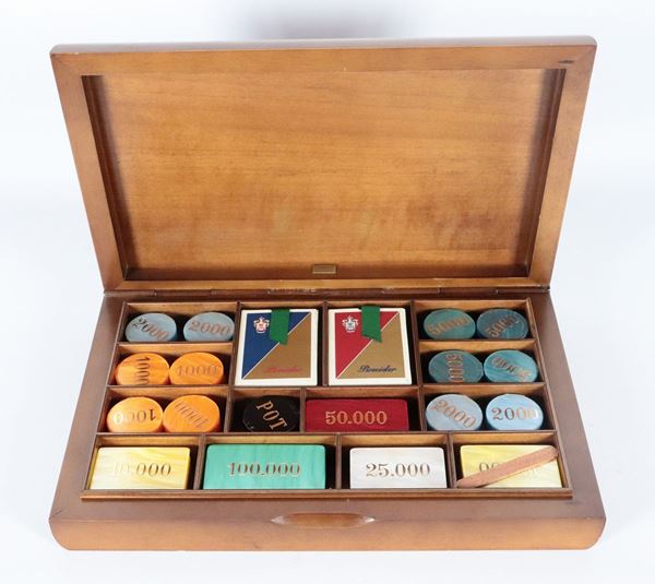 Scatola da gioco Anni &#39;50 in radica di tuja