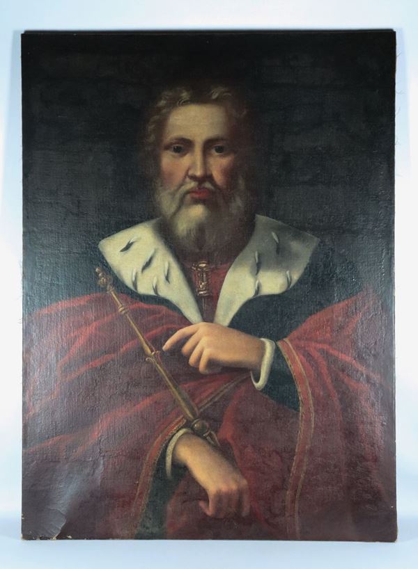 Maestro Veneto Fine XVII Secolo - &quot;Ritratto di Regnante&quot; dipinto ad olio su tela