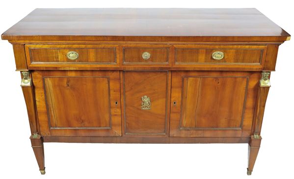 Tuscan Empire sideboard in walnut and gilded bronzes