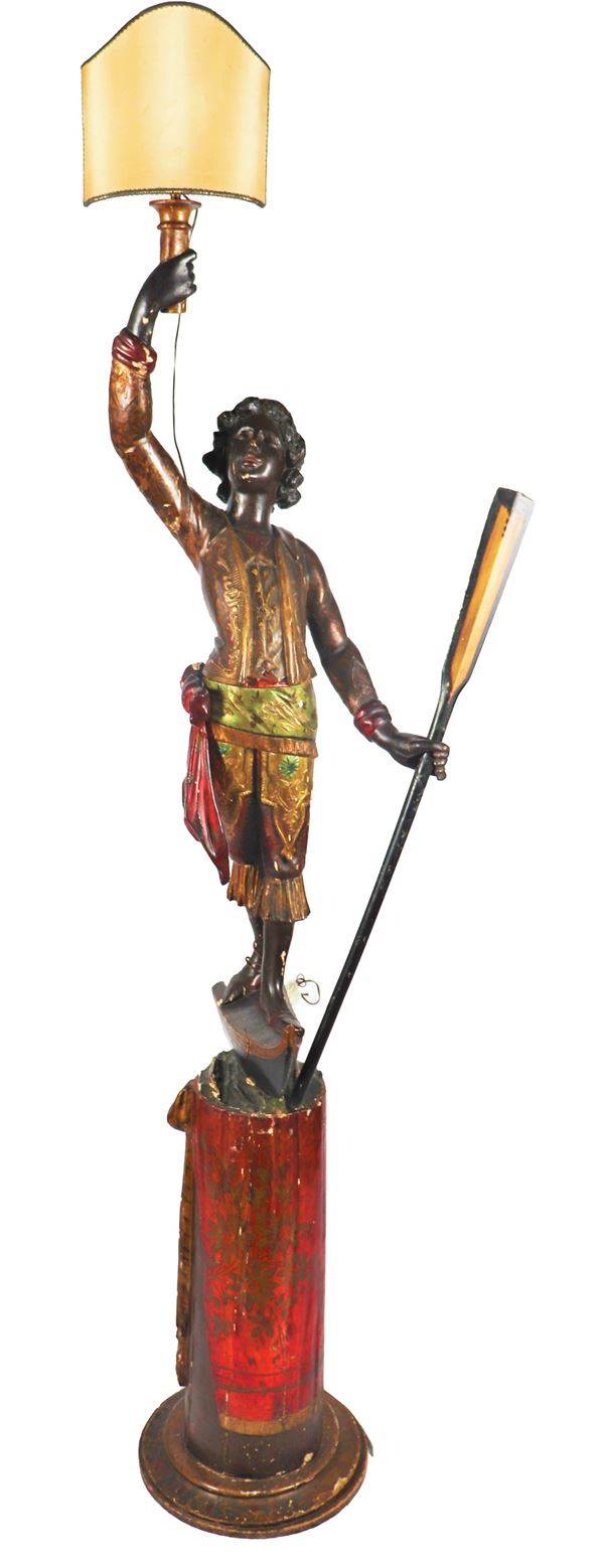 Antique Venetian &quot;Moretto&quot; sculpture in lacquered and gilded wood