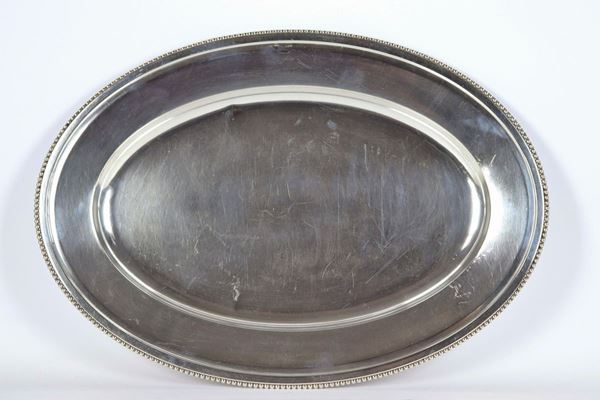 Large oval serving dish in silver gr 1340