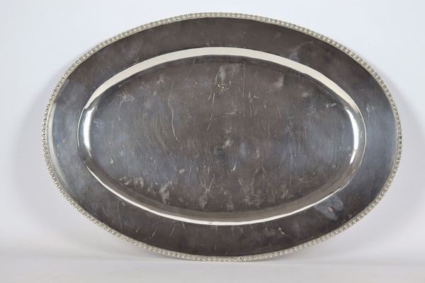 Large oval serving dish in 925 sterling silver 1270 g