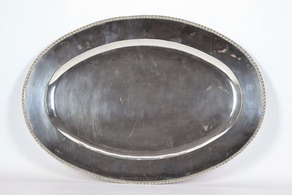Large oval serving dish in 925 sterling silver 1370 g