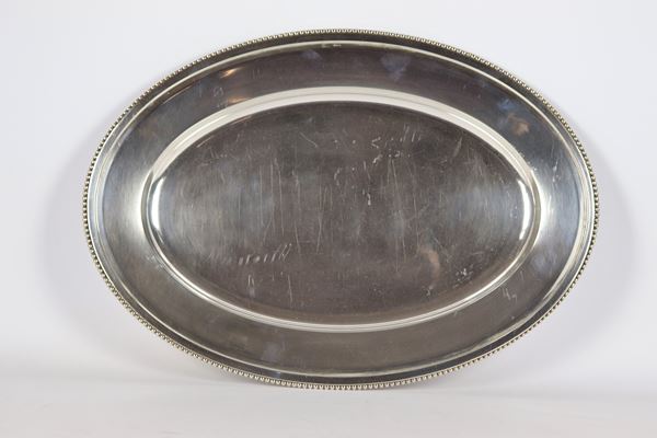 Large oval serving dish in silver gr 1320