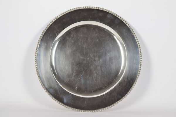 Vassoio tondo in argento Sterling 925 gr 890