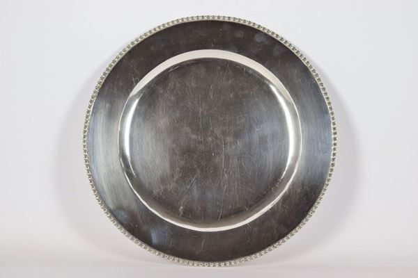 Vassoio tondo in argento Sterling 925 gr 890