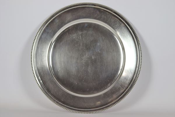 Round tray in silver 990 gr