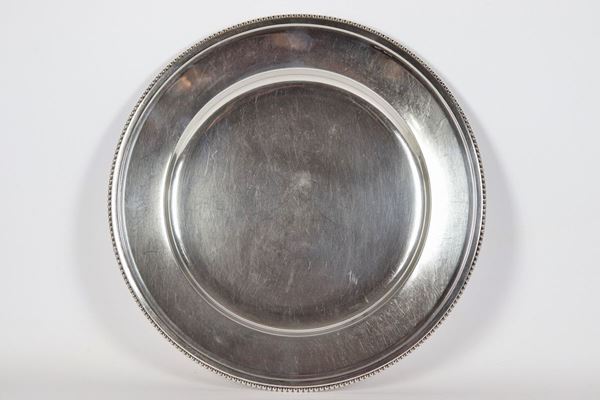 Vassoio tondo in argento gr 1100