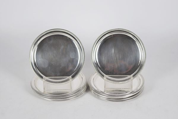 Lot of twelve silver plates for bread 750 gr
