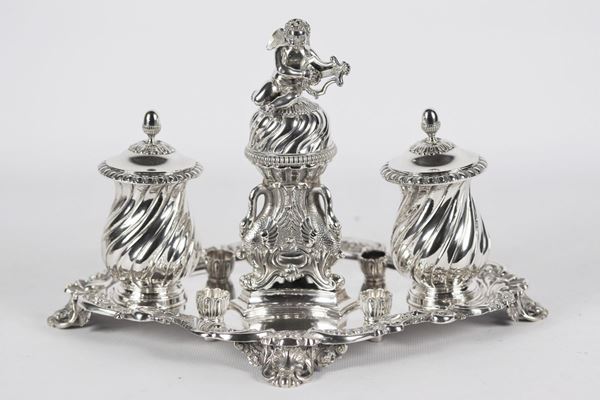Antique silver inkwell 820 gr