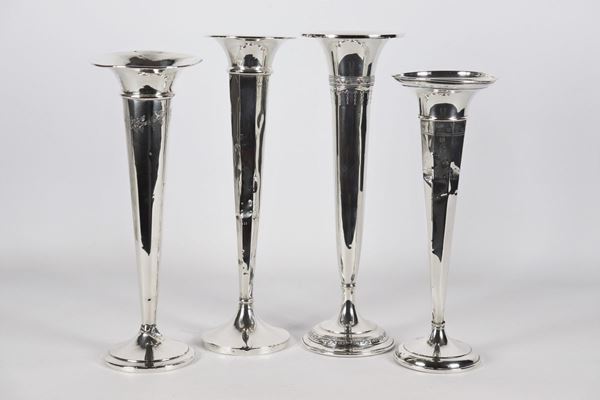 Quattro vasi portarosa in argento Sterling 925 gr 300