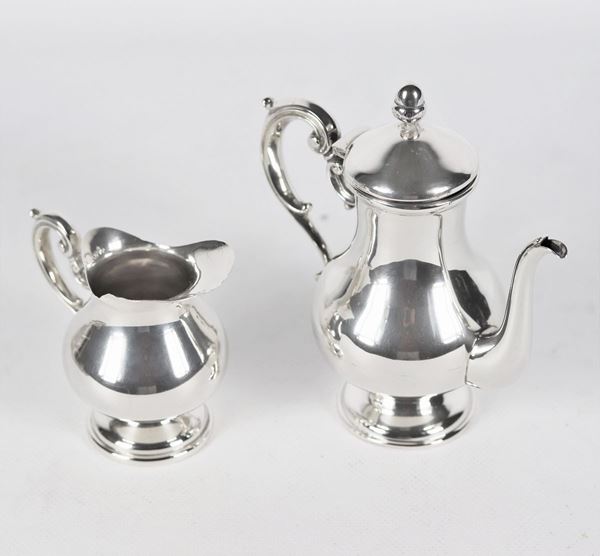 Small coffee pot and milk jug in silver 290 g
