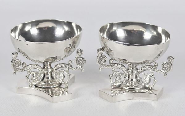 Coppia di antiche saliere romane in argento gr 260
