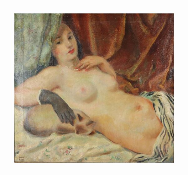 Luigi Polverini - &quot;Nudo di donna&quot;. Firmato, dipinto ad olio su tela