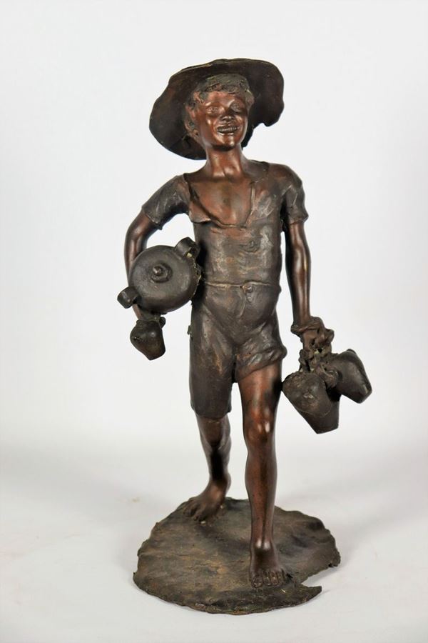 Scultura napoletana in bronzo &quot;L&#39;acquaiolo&quot;