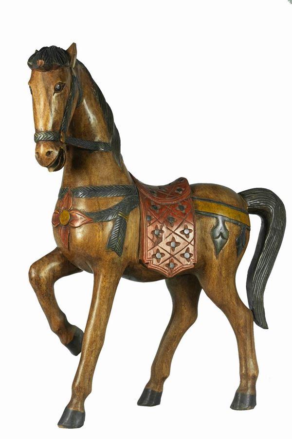 Polychrome wood sculpture &quot;Horse&quot;