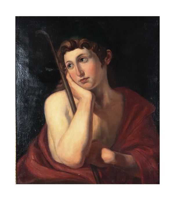Pittore Neoclassico Inizio XIX Secolo - 'Ritratto di pastorello' dipinto ad olio su tela